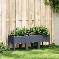 Garden Planter with Legs Blue Grey 120x40x42 cm PP
