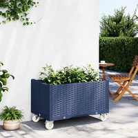 Garden Planter with Wheels Blue Grey 80x50x54 cm PP
