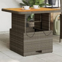 Garden Table Grey 80x80x71 cm Poly Rattan and Acacia Wood