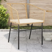 Garden Chairs 2 pcs with Cushions Brown Poly Rattan