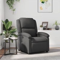 Recliner Chair Grey Real Leather