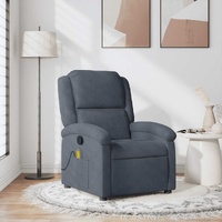 Massage Recliner Chair Dark Grey Velvet