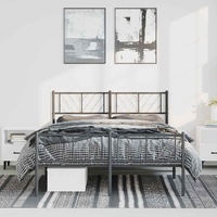 Metal Bed Frame without Mattress with Footboard Black 135x190 cm