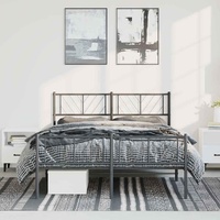 Metal Bed Frame without Mattress with Footboard Black 150x200 cm