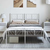 Metal Bed Frame without Mattress with Footboard White 135x190 cm