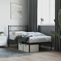 Metal Bed Frame with Headboard Black 92x187 cm Single Size