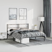 Metal Bed Frame without Mattress with Headboard Black 150x200 cm