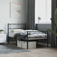 Metal Bed Frame without Mattress with Footboard Black 90x190 cm