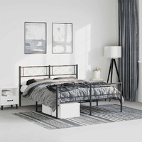 Metal Bed Frame without Mattress with Footboard Black 150x200 cm