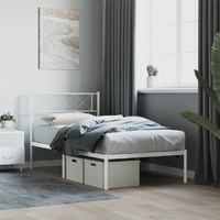 Metal Bed Frame without Mattress with Headboard White 90x190 cm
