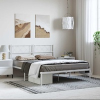 Metal Bed Frame without Mattress with Headboard White 135x190 cm