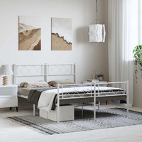 Metal Bed Frame without Mattress with Footboard White 150x200 cm
