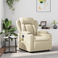 Massage Recliner Chair Cream Faux Leather