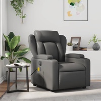 Massage Recliner Chair Grey Faux Leather