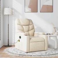 Massage Recliner Chair Cream Fabric