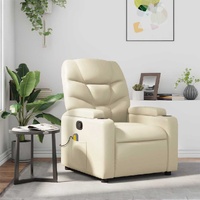 Massage Recliner Chair Cream Faux Leather