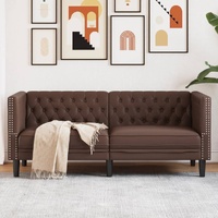 Chesterfield Sofa 2-Seater Brown Faux Leather