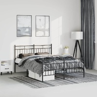 Metal Bed Frame without Mattress with Footboard Black 150x200 cm