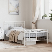 Metal Bed Frame without Mattress with Footboard White 107x203 cm King Single