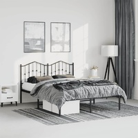 Metal Bed Frame without Mattress with Headboard Black 150x200 cm