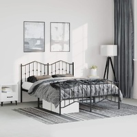 Metal Bed Frame without Mattress with Footboard Black 135x190 cm