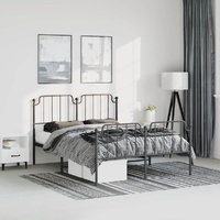 Metal Bed Frame without Mattress with Footboard Black 150x200 cm