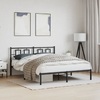 Metal Bed Frame without Mattress with Headboard Black 150x200 cm