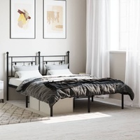 Metal Bed Frame without Mattress with Headboard Black 135x190 cm