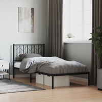 Metal Bed Frame without Mattress with Headboard Black 90x190 cm