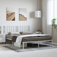 Metal Bed Frame without Mattress with Headboard White 150x200 cm