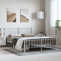 Metal Bed Frame without Mattress with Footboard White 150x200 cm