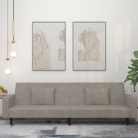 2-Seater Sofa Bed with Two Pillows Light Grey Velvet