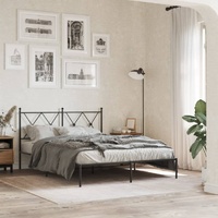 Metal Bed Frame without Mattress with Headboard Black 135x190 cm