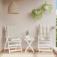 Highback Chair Cushions 2 pcs Cream Oxford Fabric