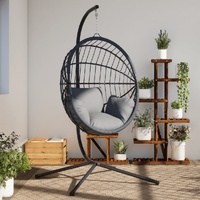 Hanging Egg Chair Stand without Basket Black Steel