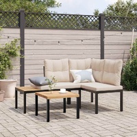 Garden Benches 2 pcs with Cushions Black Powder-coated Steel