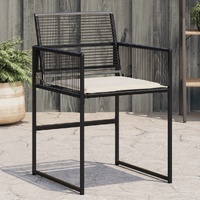 Garden Chairs with Cushions 4 pcs Black Poly Rattan