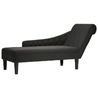 Chaise Lounge with Pillow and Right Armrest Black Fabric