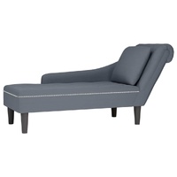 Chaise Lounge with Pillow and Right Armrest Dark Grey Velvet