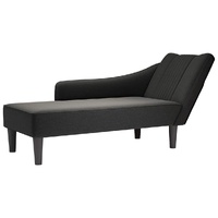 Chaise Lounge with Right Armrest Black Fabric