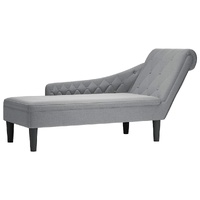 Chaise Lounge with Pillow and Right Armrest Light Grey Fabric