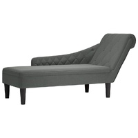 Chaise Lounge with Pillow and Right Armrest Dark Grey Fabric