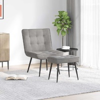 Relaxing Chair with Stool Light Grey Velvet