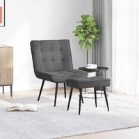 Relaxing Chair with Stool Dark Grey Velvet