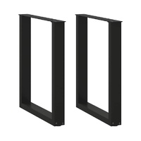 Dining Table Legs U-Shaped 2 pcs Black 70x(72-73) cm Steel
