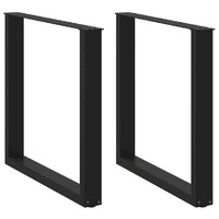 Dining Table Legs U-Shaped 2 pcs Black 80x(72-73) cm Steel