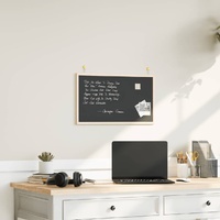 Chalkboard with Solid Pine Wood Frame Black 60x40 cm