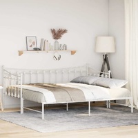 Daybed with Trundle without Mattress White 92x187 cm Single Metal