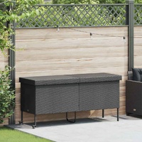 Garden Storage Box with Wheels Black 160x55x75 cm Poly Rattan
