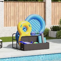 Poolside Float Storage Black 110x100x57 cm Poly Rattan